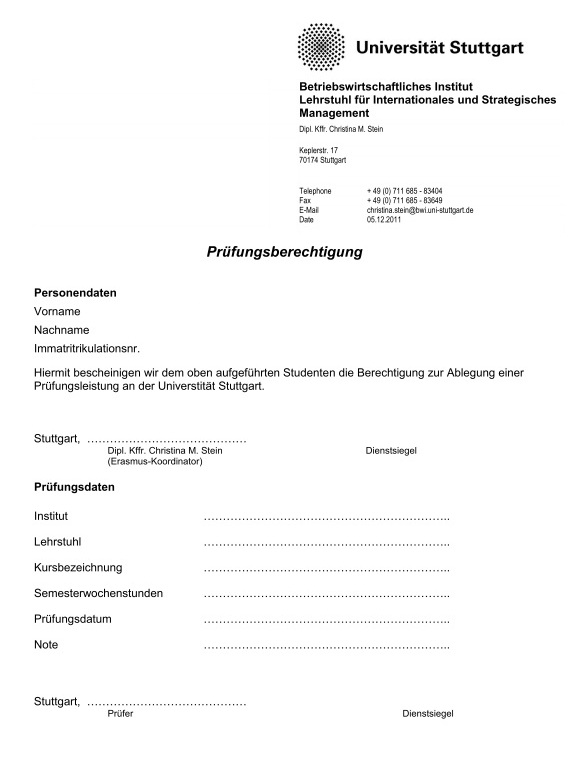 Prüfungsberechtigung